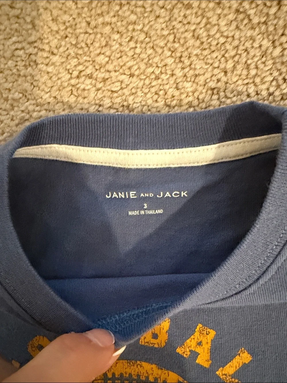 Janie and Jack Blue Football Top with Olive Embroidered Joggers
